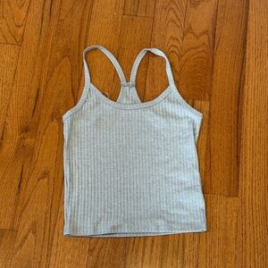 SHEIN Light Gray Ribbed Racerback Tank Top